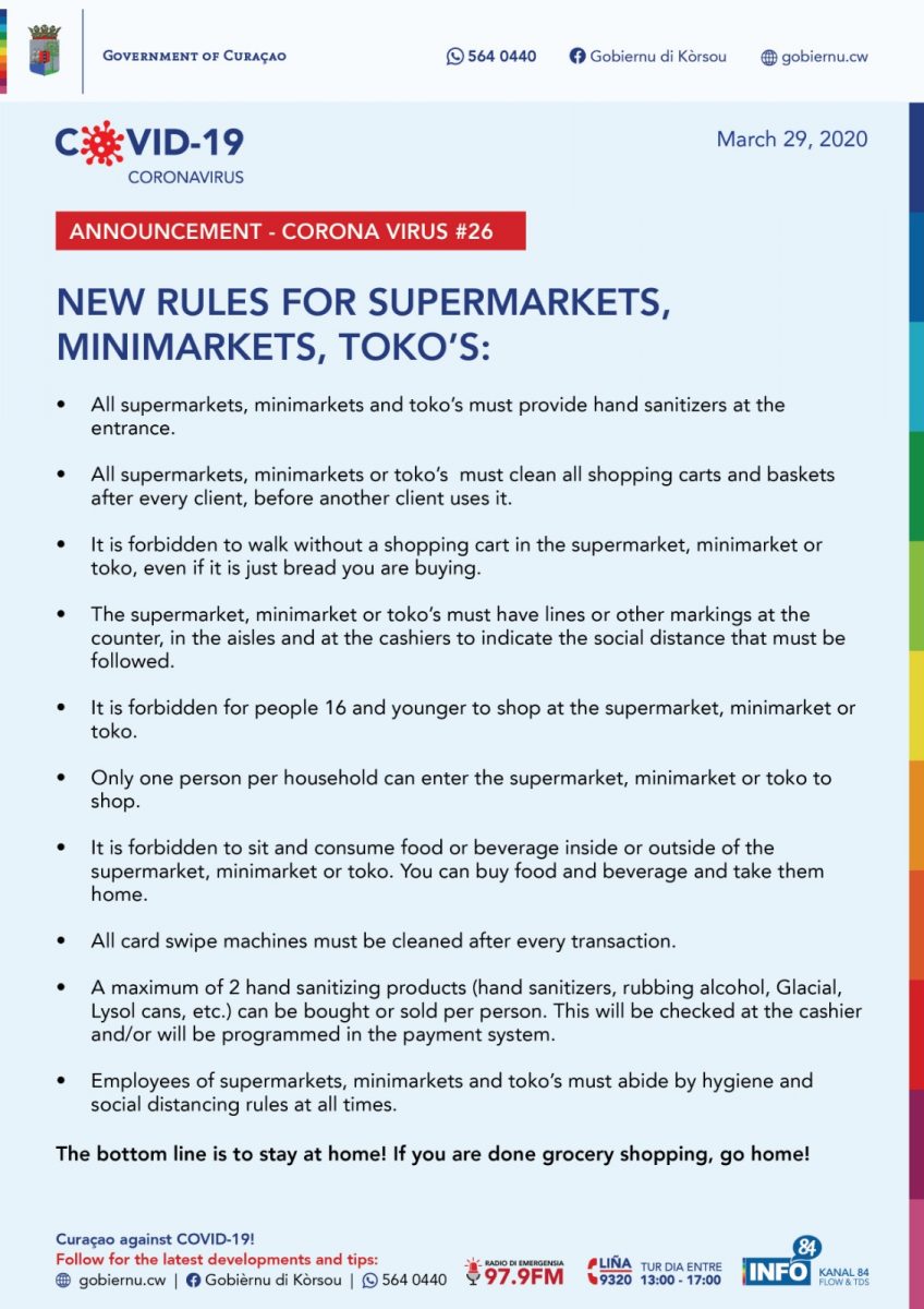 Read more about the article Announcement – Corona virus #26 New rules for supermarkets, minimarkets, toko’s